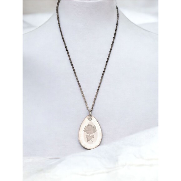 VTG Hallmark Little Gallery Rose Necklace Silver Chain Lead Crystal Pendant 20" - Picture 2 of 2